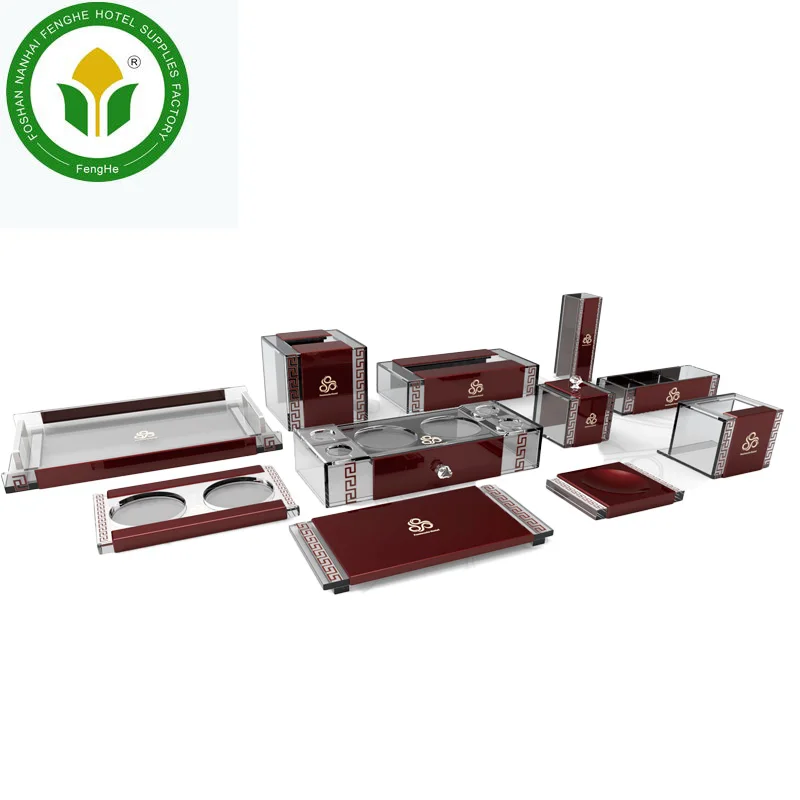 Hotel customized red acrylic products acrylic bathroom accessories sets
