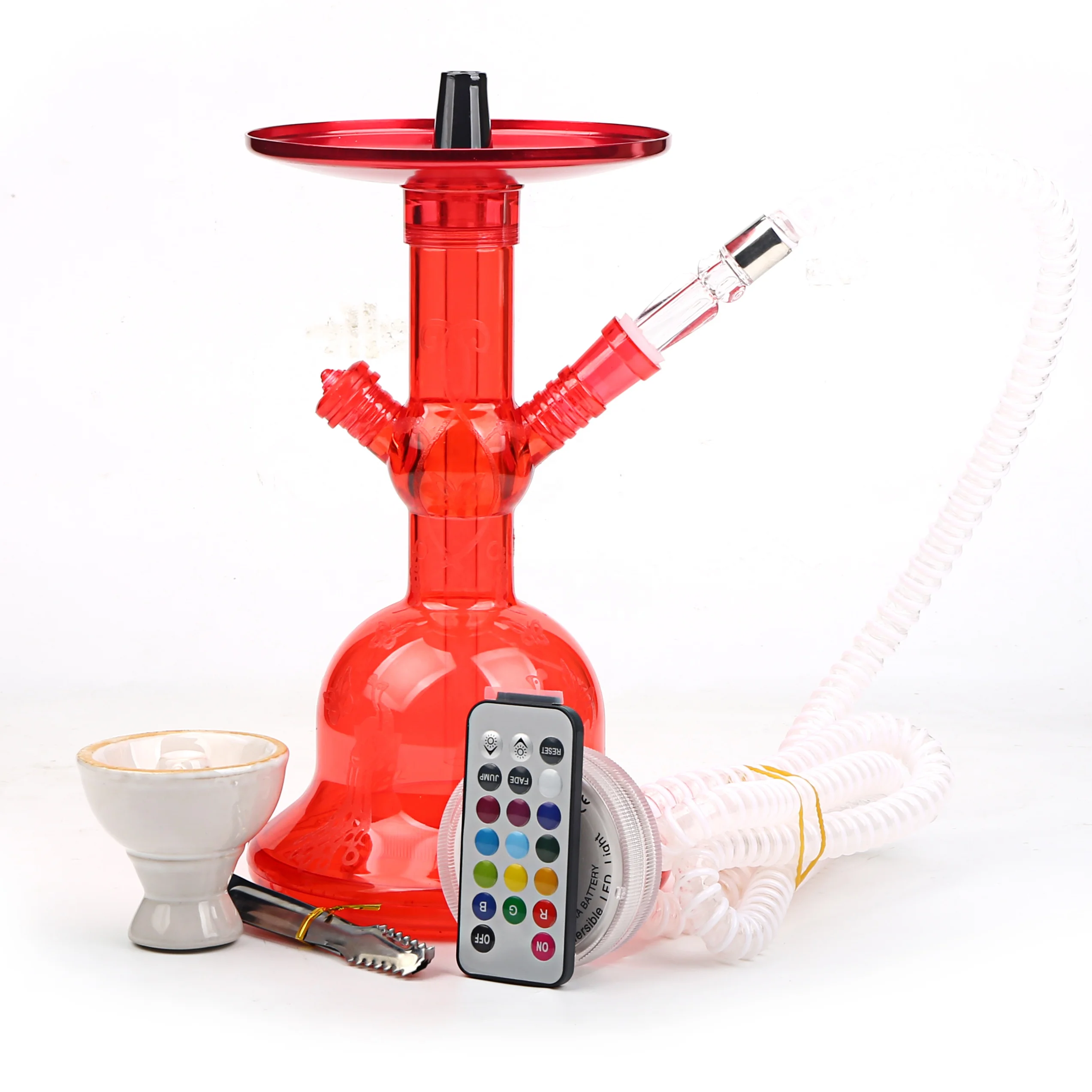 Red Plastic Shisha Classic Style With LED For Sale Electronic Hookah Plastic Hookah Mini Bouteille Chicha nargile