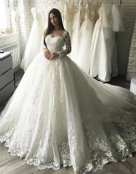 Pakistani Princess Formal Bridal Ball Gowns Crochet Applique Wedding Dresses