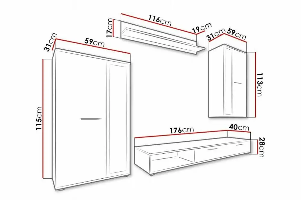 Latest Living Room Furniture Storage TV Cabinet wall Mounted Modern Tv Stand