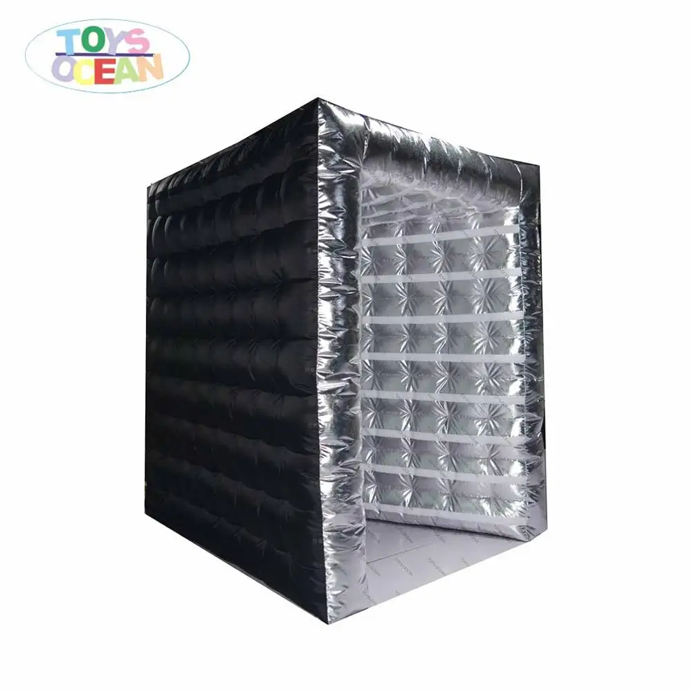 LED light Silver material colorful shinning inflatable V shape photo booth