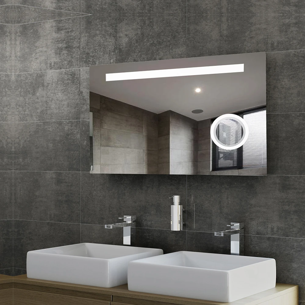 Smart LED mirror light Customized round or square bathroom 5x 7x hotel led magnifying mirror with light for hotel lighting