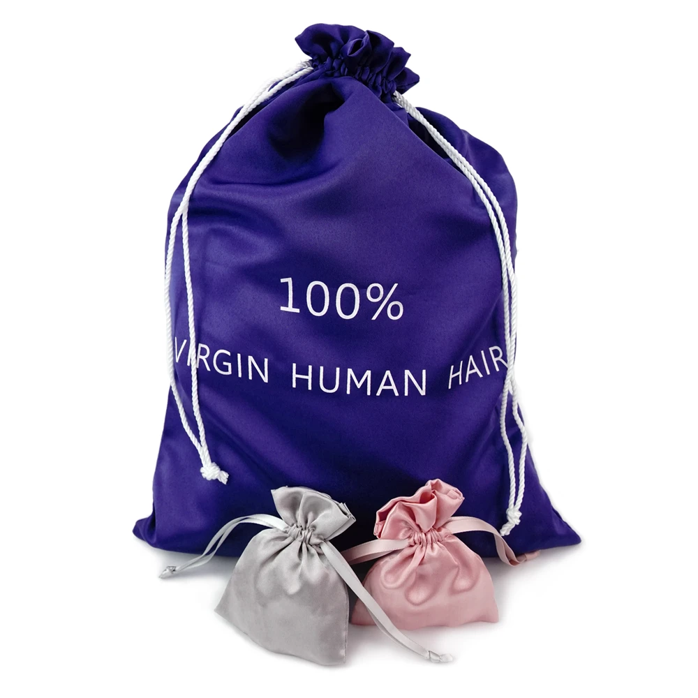 Wholesale Cheap custom top selling hair extension packaging satin bag for wigs