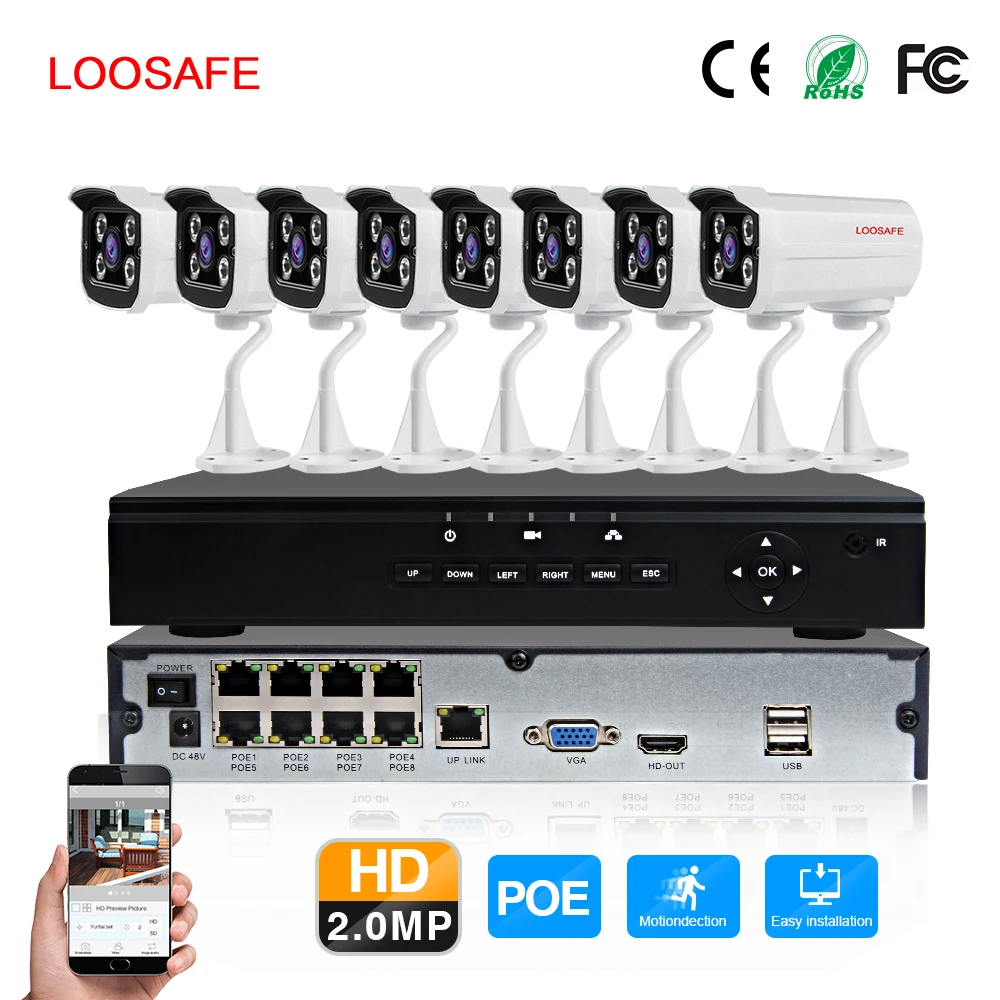 POE камеры 8Ch PoE NVR комплект для магазина RJ45 Ethernet-Кабель установки P2P камеры видеонаблюдения системы