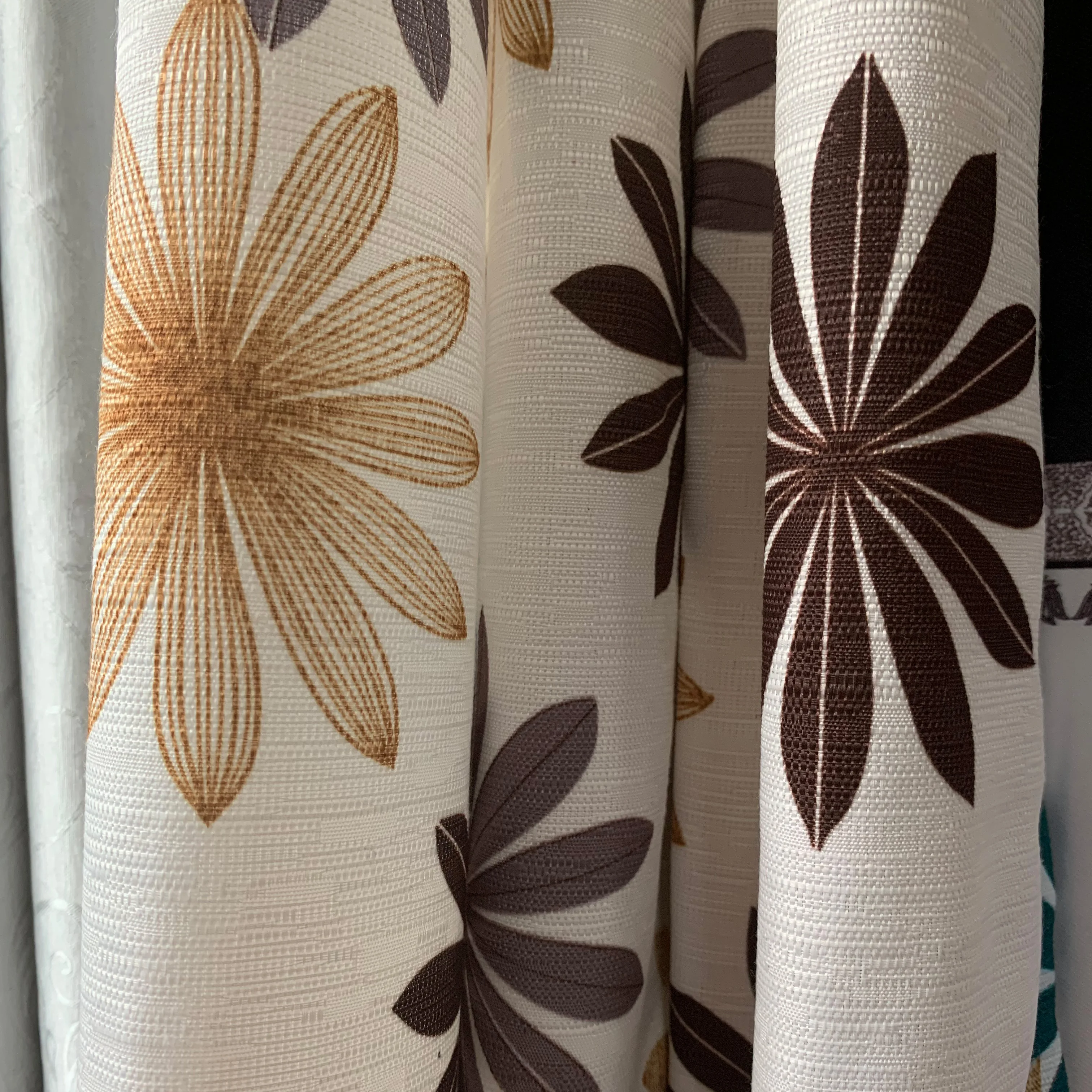 Flower Fancy Linen Like Fabric Wholesale curtains