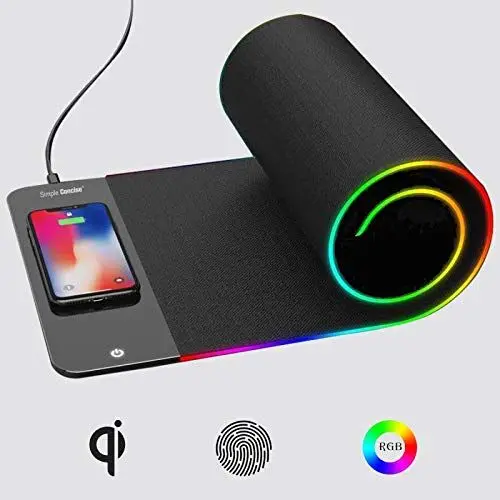 RGB Computer Mousepad LED USB Charging Large Mouse Pad With Logo For custom LOGO 10W qi fast wireless charger mouse pad
