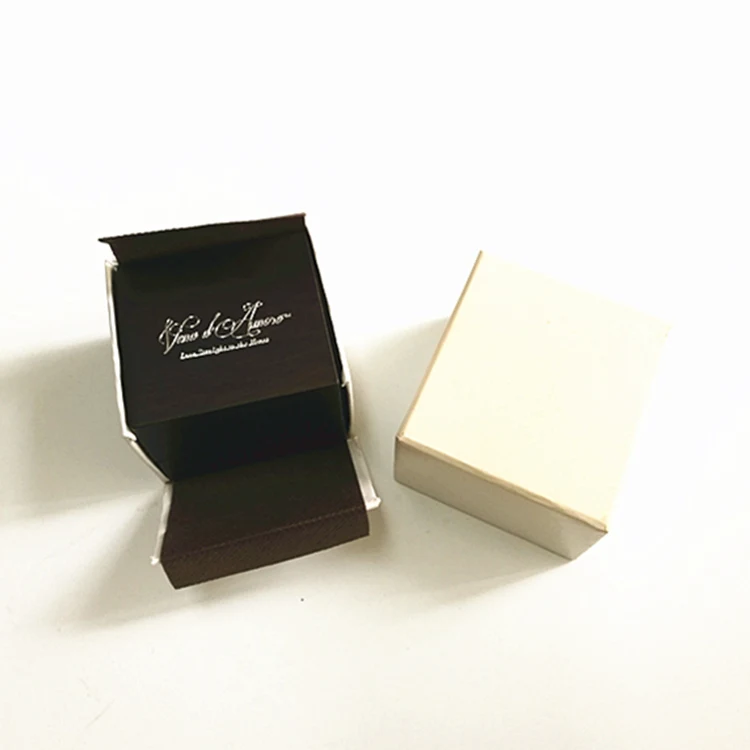 Luxury newest simple design stamping logo solid wooden ring box