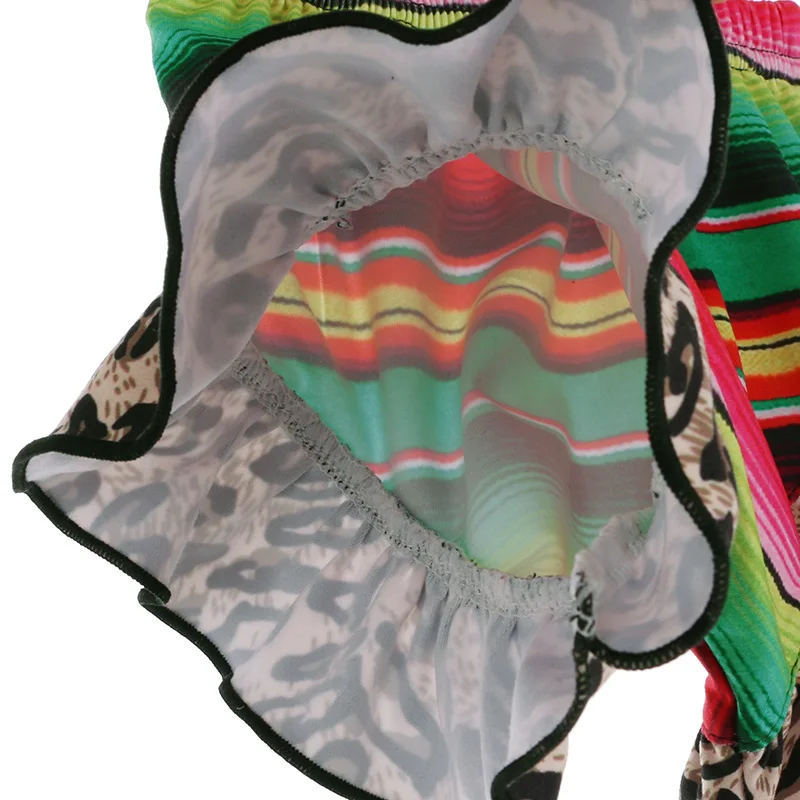 
multicolor striped leopard ruffle girl baby romper infant underwear newborn baby clothes 