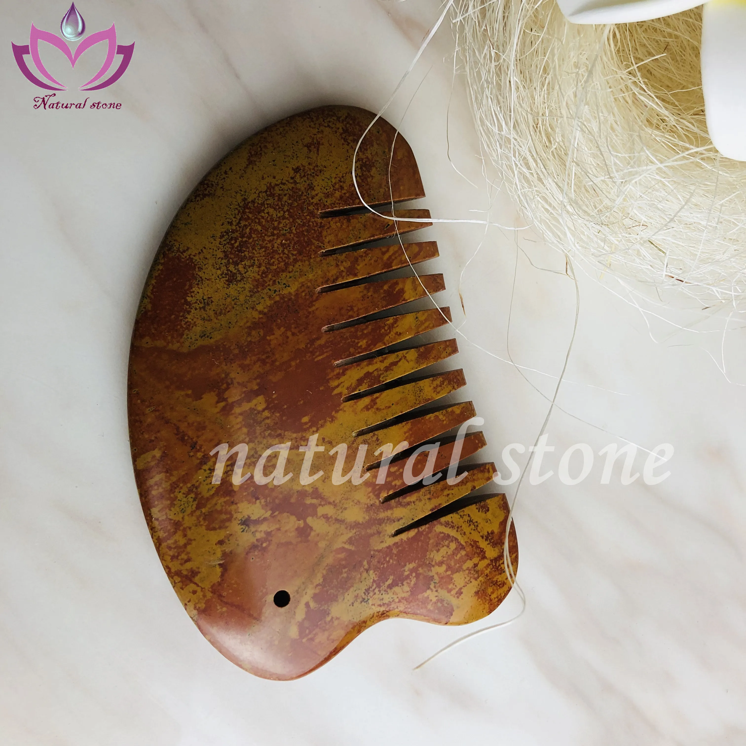 beautiful red bian stone massage comb for head health