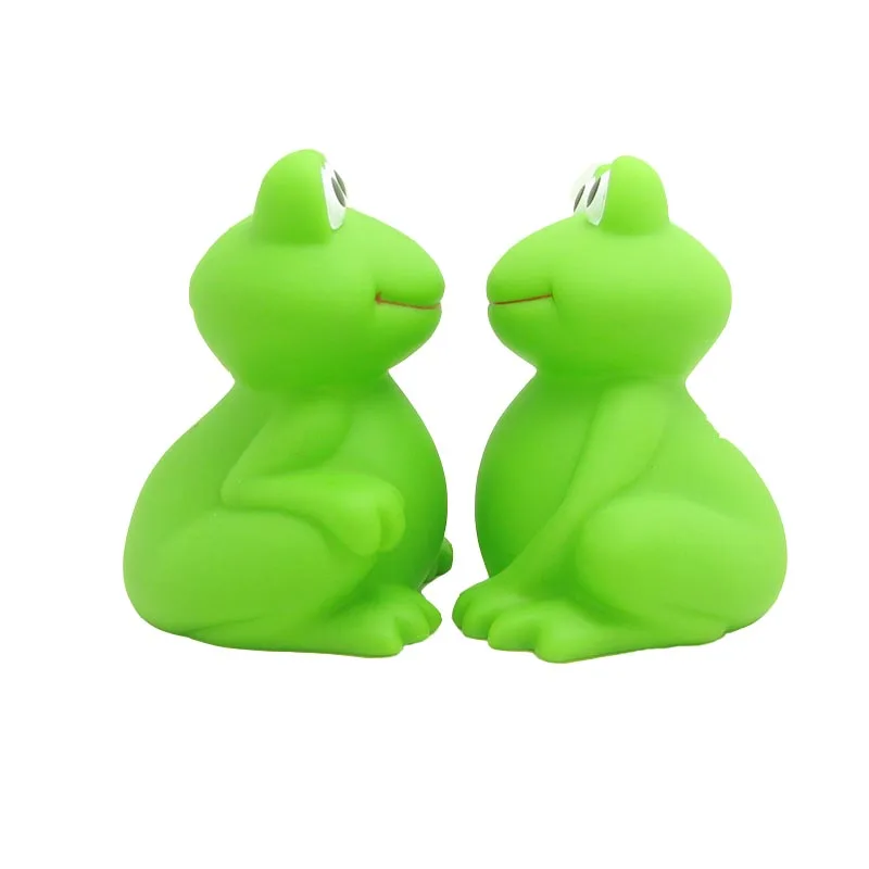 OEM cartoon soft vinyl small frog bath toy for children with sound,Floating rubber bath stand frog toy