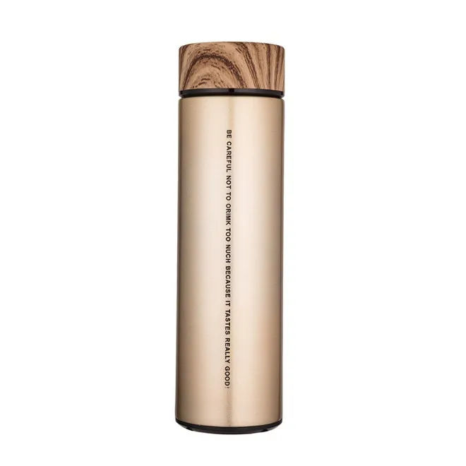 High quality modern design stainless steel water bottle with wooden lid