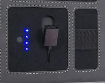 Gray wireless charging portfolio USB powerbank with holders notepad tablet stands