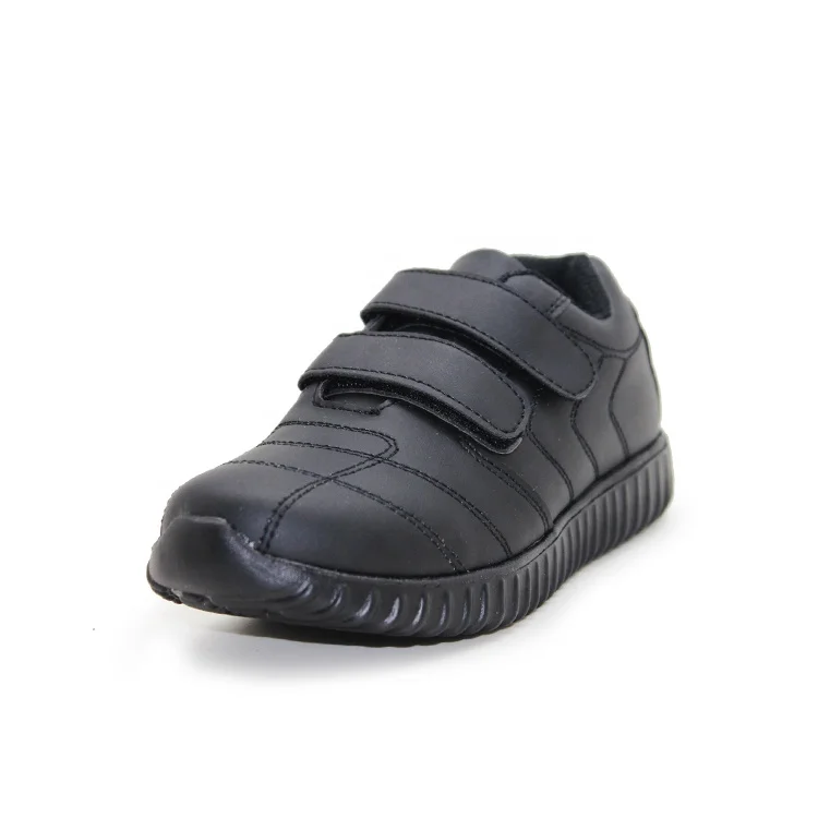 Cheap Kids Comfortable Light Sports Casual Black Leather Official Uniform School Shoes for Children