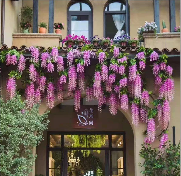 wisteria artificial flower plastic artificial hanging wisteria flowers