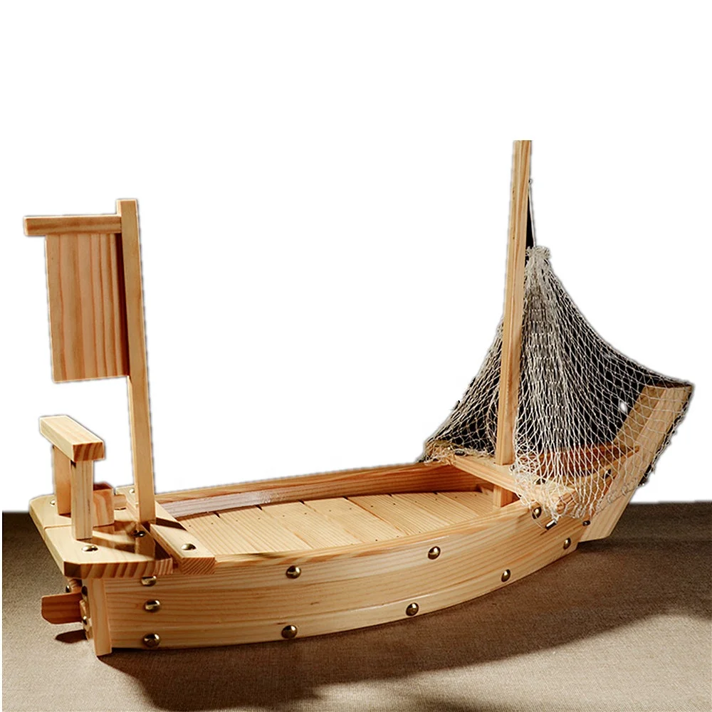 2019 Hot Sale Japanese Restaurant Reusable Sushi Boat Plate Bamboo/Wood Boat for Sushi