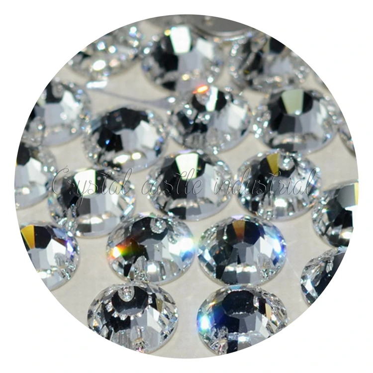 New arrival foil back stone glass crystal white flat back rhinestone sew on strass for sewing fabric