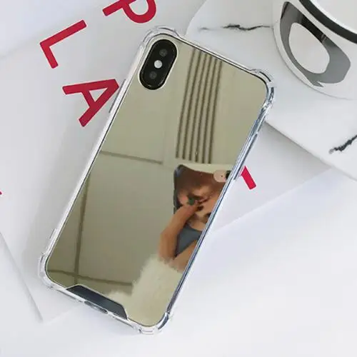 Custom Mirror Anti Shock TPU Phone Case Full Protective Back Cover Mirror Case for iPhone XR XS Max XS X 8 7 6 Plus