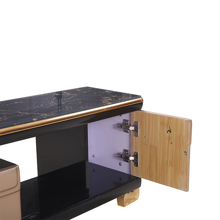 
new modern luxury mdf black and gold tv stand living room furniture pictures 