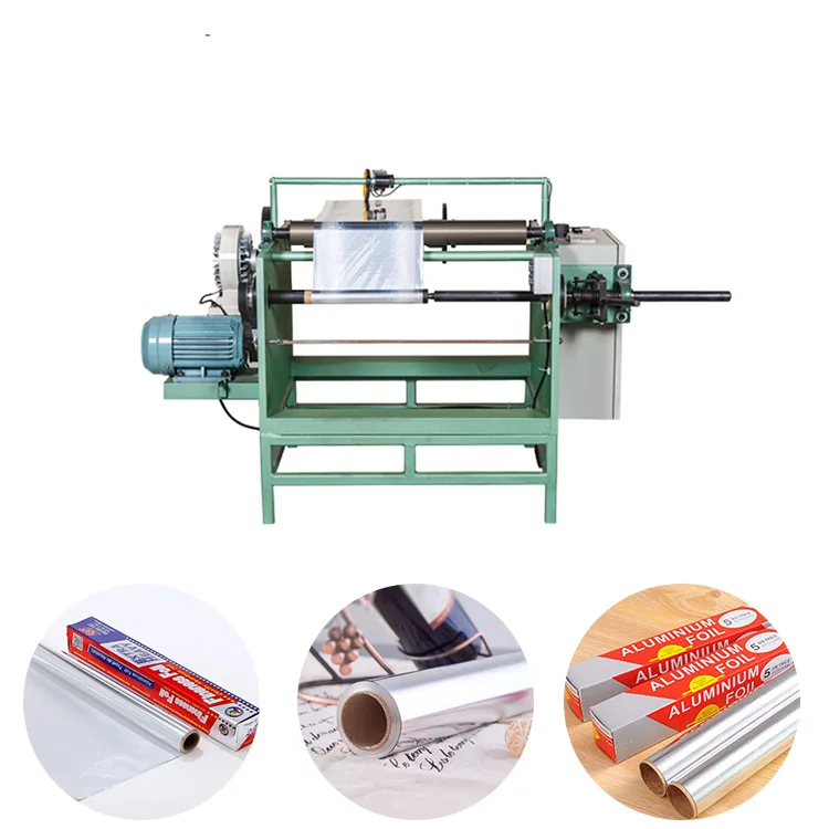 Manual rewinder aluminium foil roll rewinding and cutting machine for making rolls manually