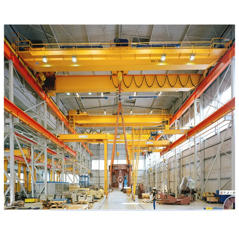 Large tonnage QD double girder beam double hook overhead crane with electric winch trolley hoist