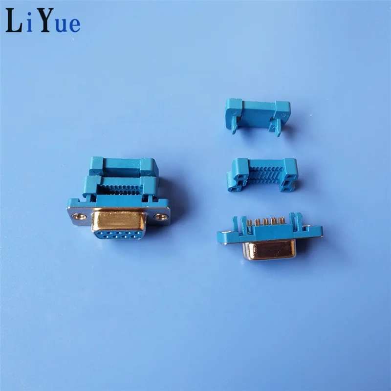 Blue insulation solder normal type 9pin female D-sub connector