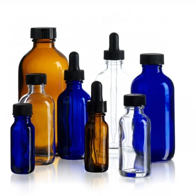 1/2 oz 1 oz amber blue clear boston round glass dropper bottle 15ml 30ml 60ml glass perfume bottles with dropper