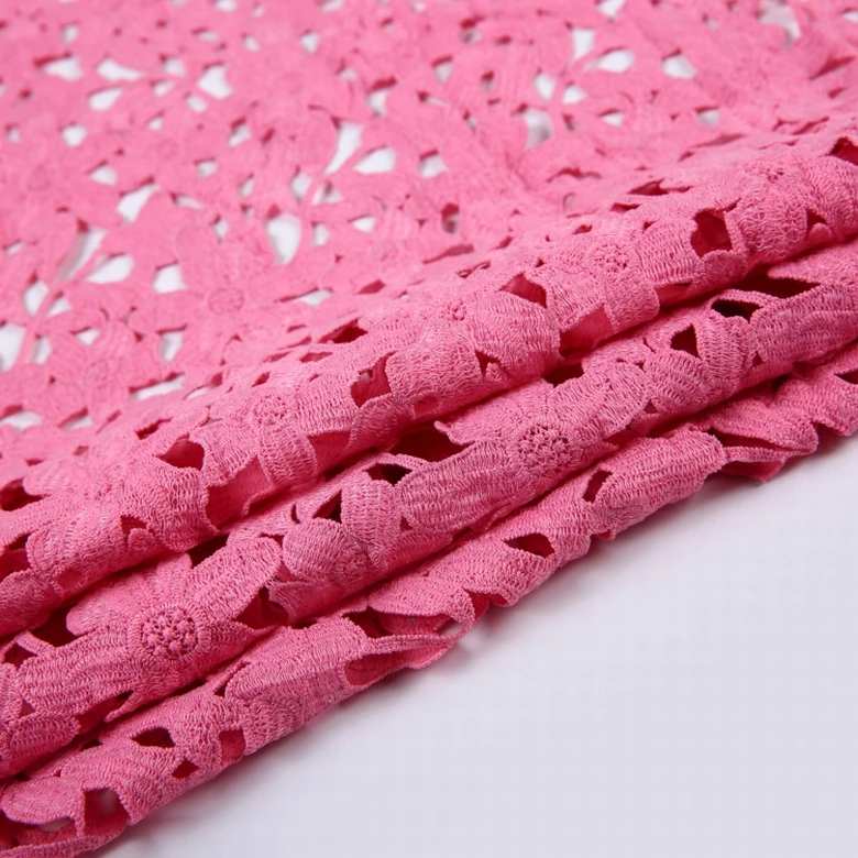 New Fashion Latest African Lace Fabric Design Chemical Cheap Hong Kong Water Soluble Embroidery Yarn Decorated Embroidered