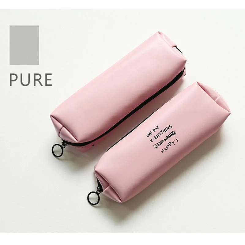 Wholesale Creative Stationery Cute Cartoon Candy Color Leather Square Small Pencil Bag Student Stationery Custom PU Pen Bag