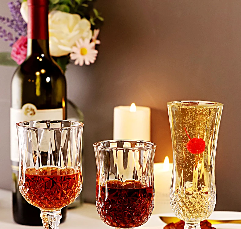 150ml crystal diamond goblet embossed champagne glass cup