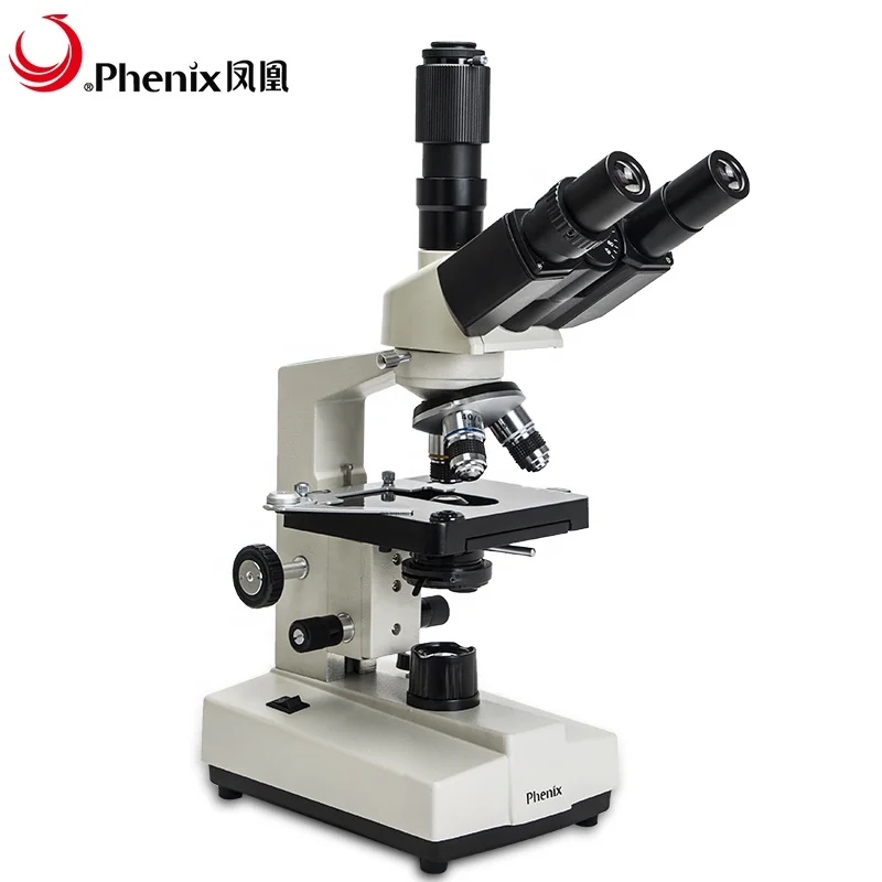 Phenix 100X-1600X Trinocular Biological Educational Microscope with Double layer Mechanical Stage
