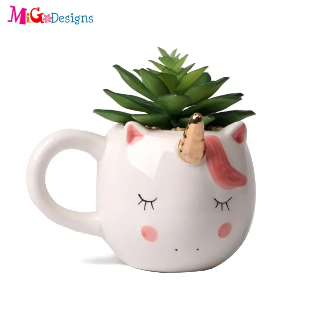 
Novelty Design Green Ceramic Ins Cactus Shape Self Watering Indoor Planter Garden Planter Pot For Home Decor 