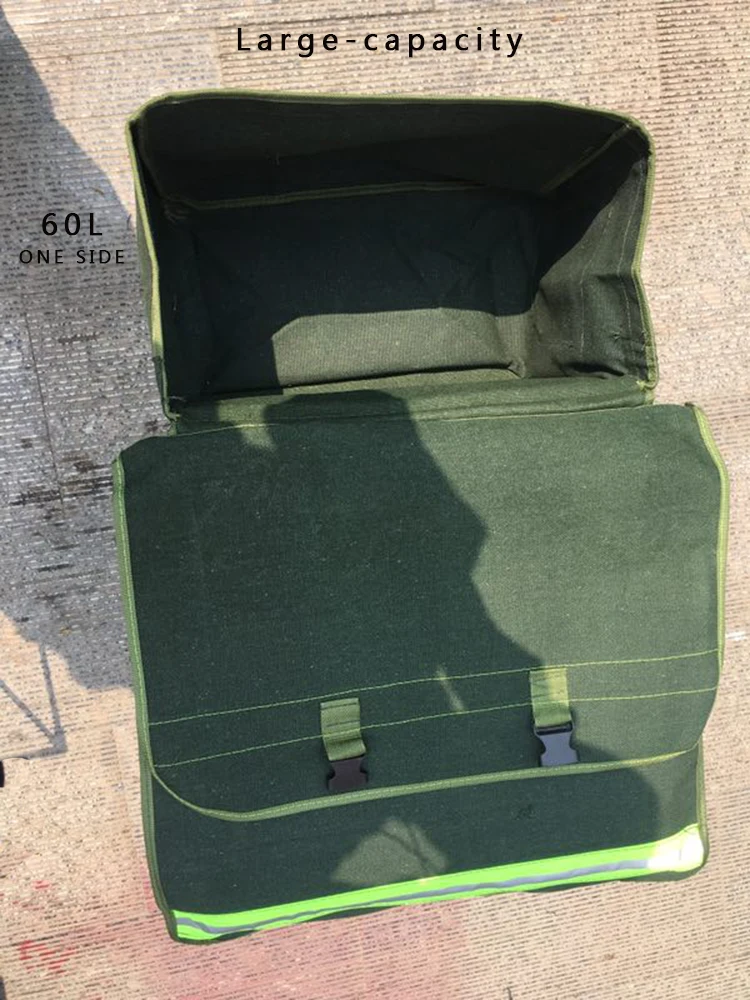 Large capacity thickened canvas motorcycle luggage saddle bag