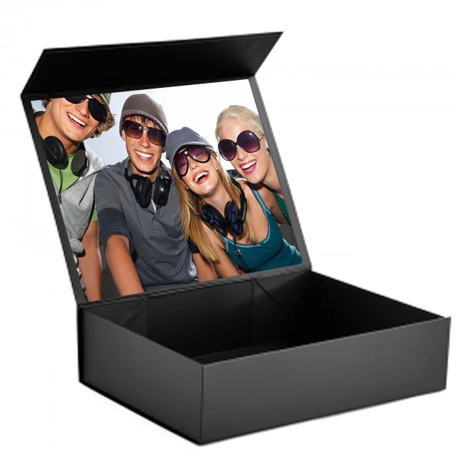 
custom Black Cardboard Magnetic Gift Boxes, black paper gift boxes with ribbon,gift box packaging for gift pack 