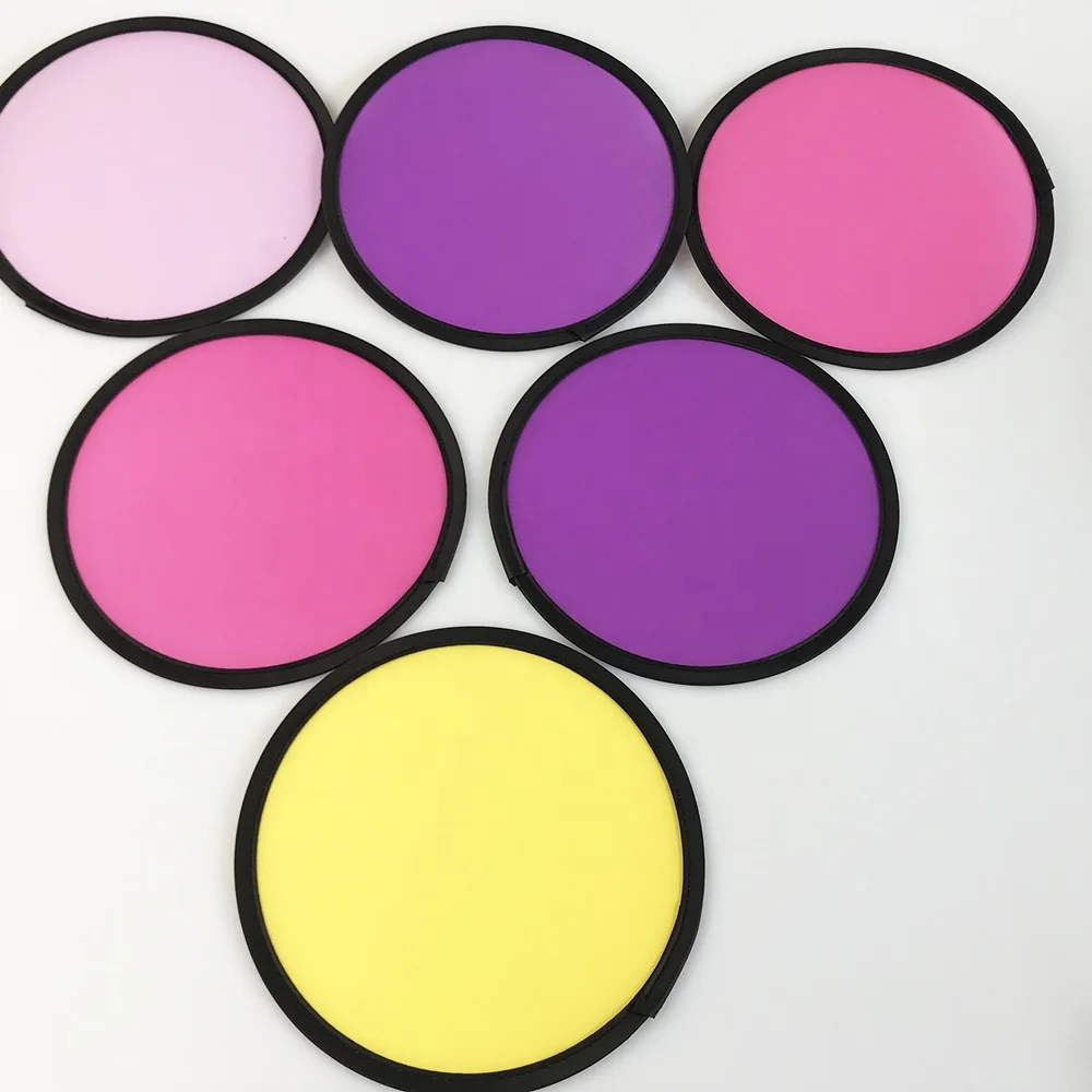 blank nylon round folding flying disc fan with pouch