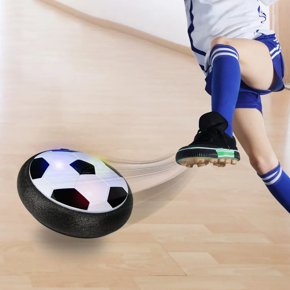 Soccer Ball for Boys Hover Football Disk Toy with LED Light and Foam Bumpers Indoor Outdoor Beach Ball Bath Toy Plastic