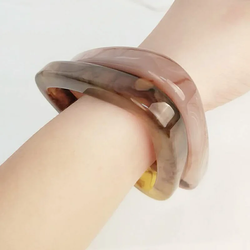 New spring women hot selling triangle square round resin bangles Fashion plastic acrylic bracelets for ladys wholesale Jewellery