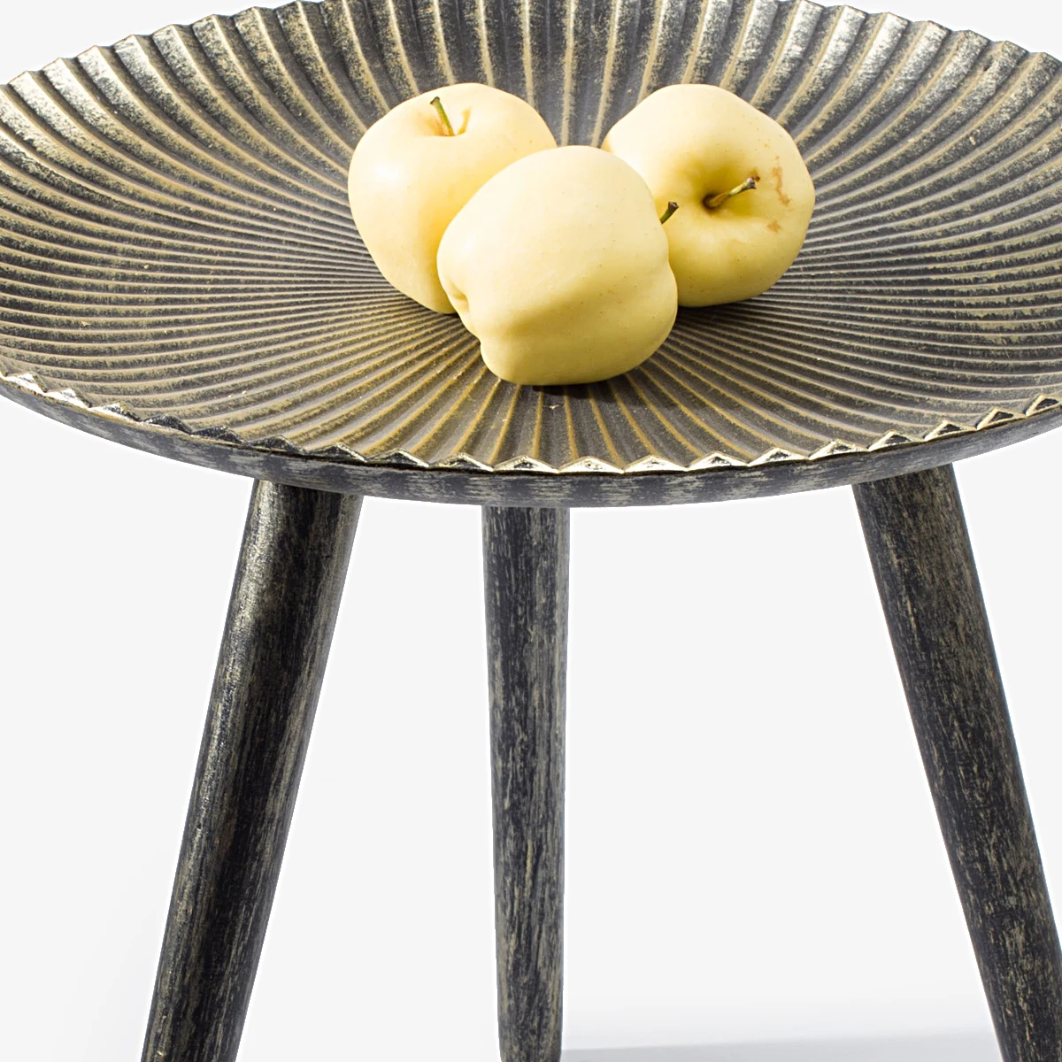 Farmhouse Round Dining Table with Sleek Slanted Metal Legs and Grey Wood Table Top Veneer