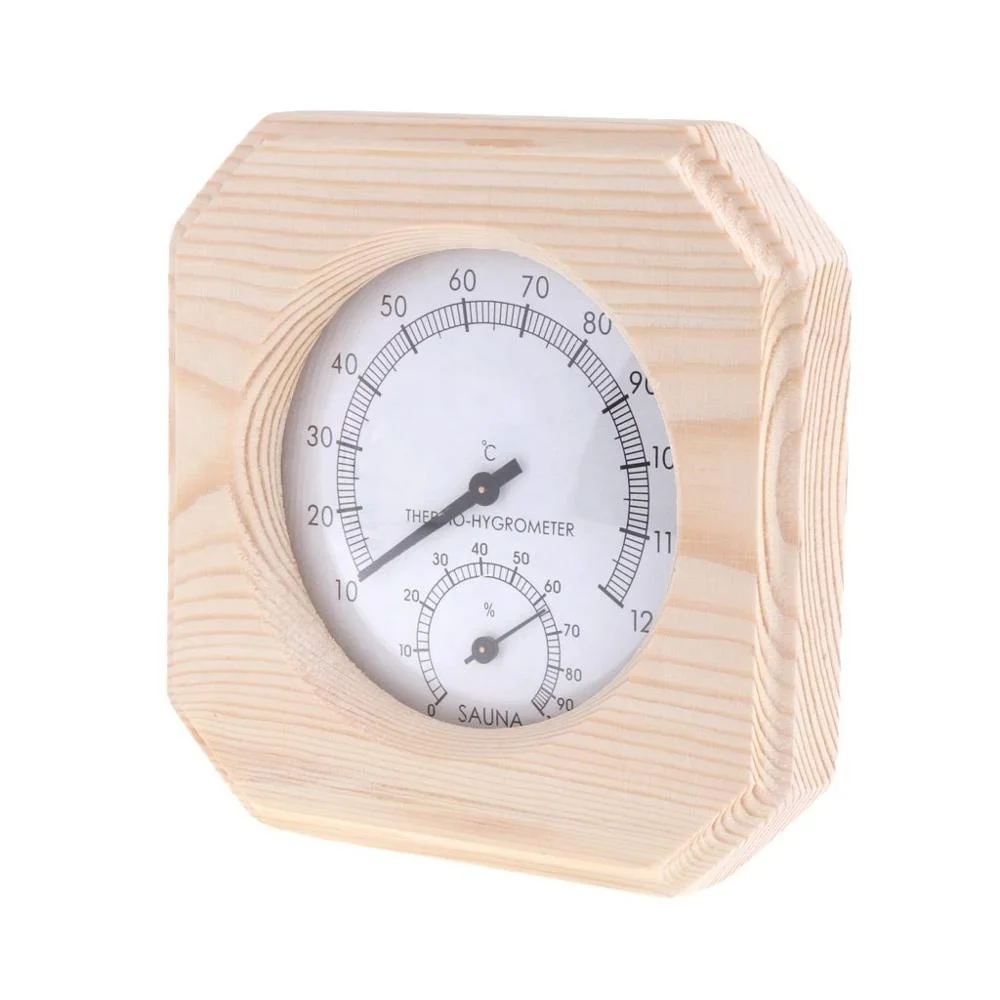 Single Sauna Wooden Hygrothermograph Thermometer Hygrometer Sauna Room Accessory