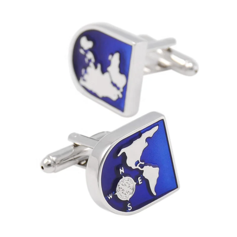 Novelty Mens Shirt Cufflinks High quality Blue Enamel Cuff links Brand Male Cuffs Accessories