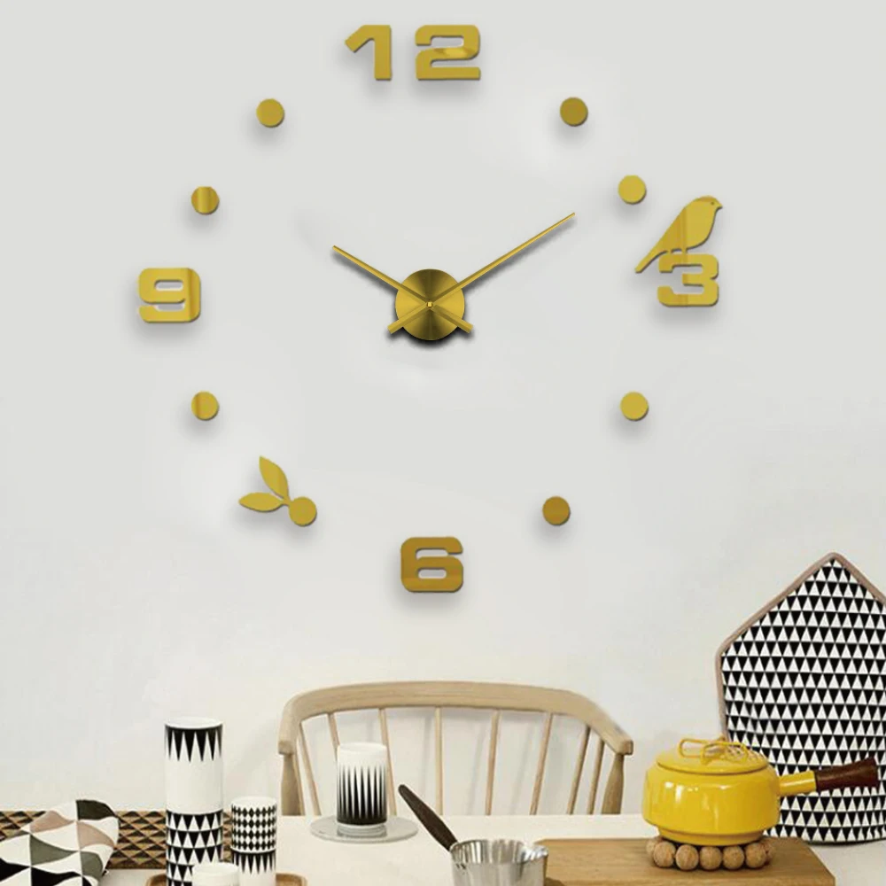 classic gifts cheap 3D DIY silver Large EVA foam  Acrylic mirror Sticker Home Living Room Decorative  Art Watch Wall Clocks