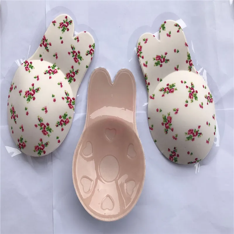 
New design rabbit ear shape hot women great push up invisible bra lif up breast silicone strapless bra 