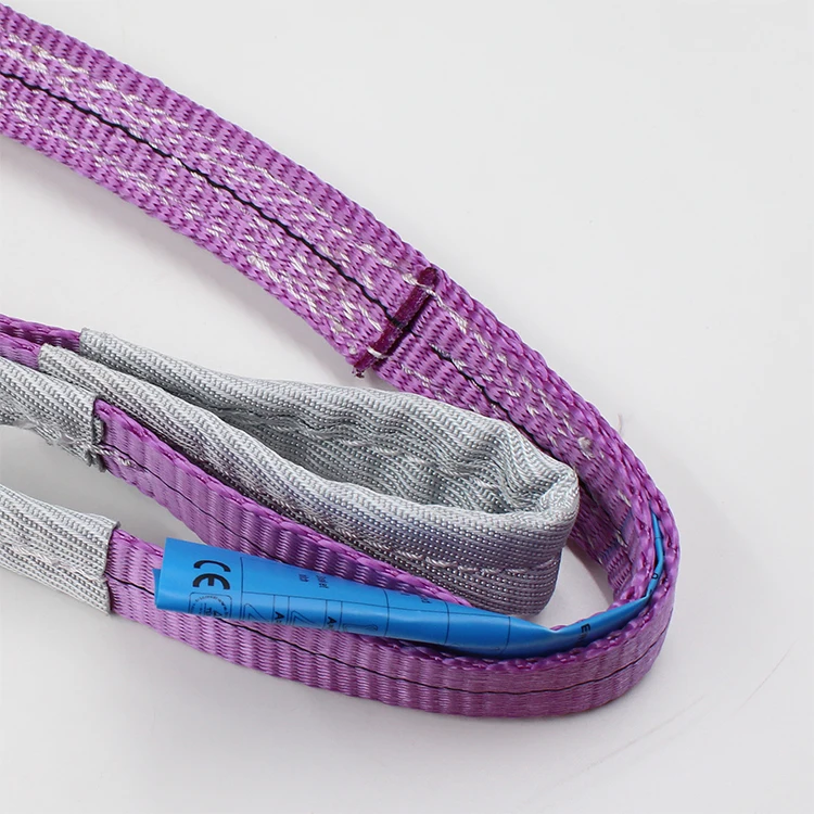 30mm  Width 1T Color Code Purple Polyester Webbing Sling With Flat Or Becket Eyes