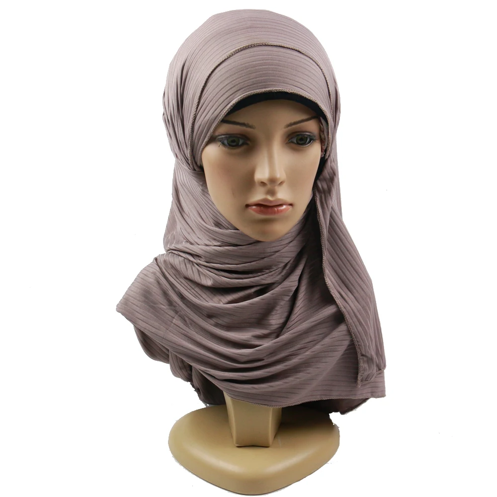 2021 New Fashion Custom Logo Cotton Hijab Ribbed Jersey Scarf Muslim  Plain Crumple Wrap Scarves Hijab Wholesale
