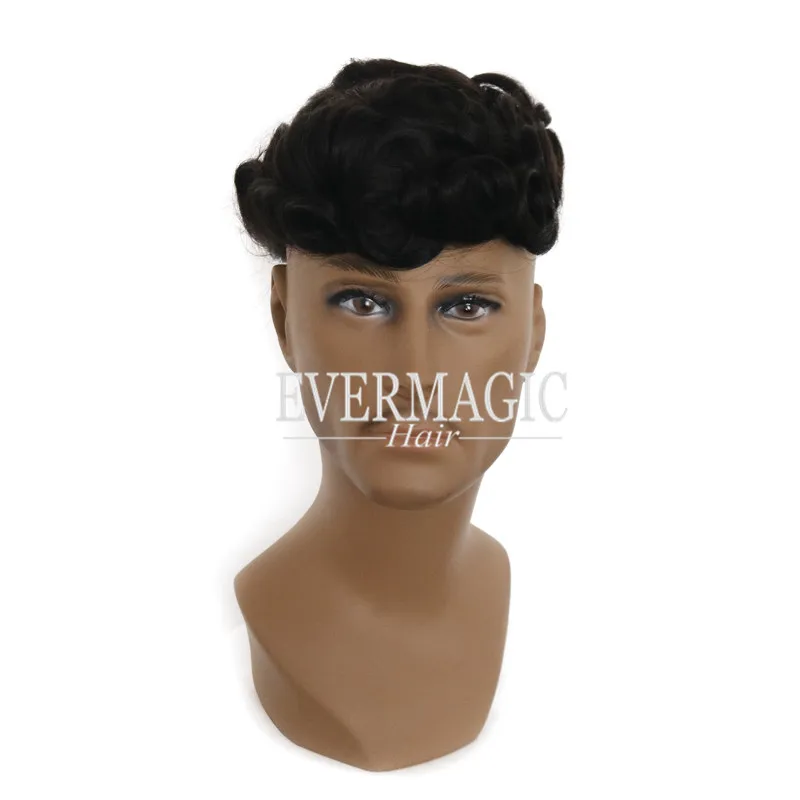 Парик Jet Black для истончения волос, мужской парик на кружевной основе, парики из натуральных бразильских человеческих волос, замена