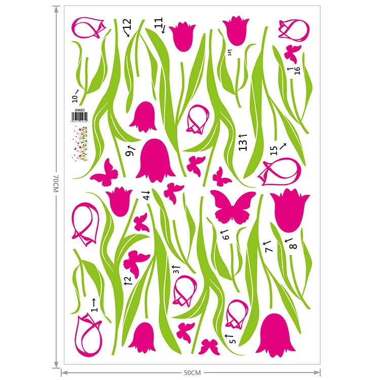 
wholesale Baseboard wall decals, red flower wall sticker,mirror decorative wall sticker 