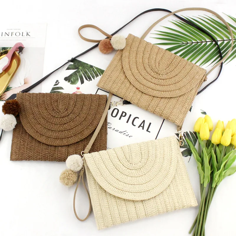 2019 summer straw bag raffia bag beach purse luxury handbag messenger cross shoulder bag