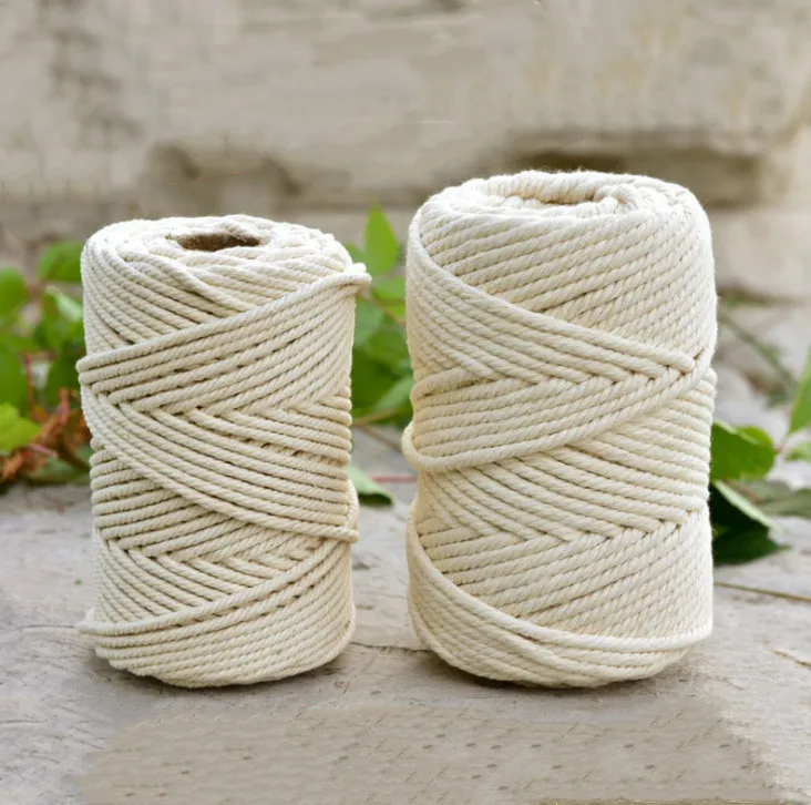 Wholesale cheap DIY craft 6mm natural twisted macrame cotton rope 6mm