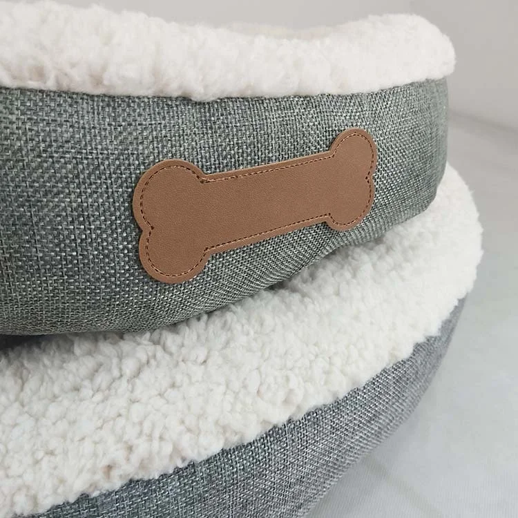 High quality Pet Bed Factory Supplies poly linen round cheap pet cat dog bed
