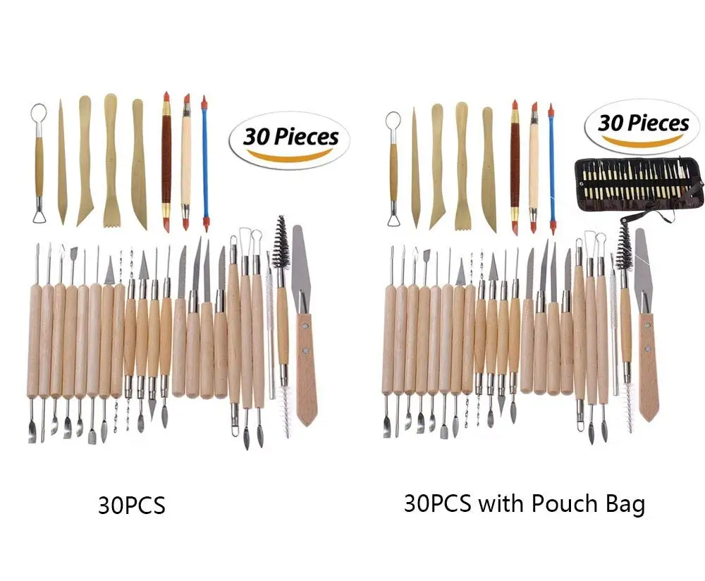 
2019 Clay Sculpting Tools Pottery Carving Tool Set Pottery & Ceramics Wooden Handle Modeling Clay Tools 