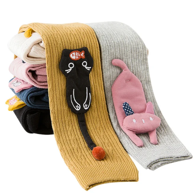 
 Леггинсы для девочек, хлопковые детские штаны, модные детские носки с 3D рисунком кота  